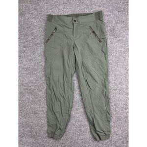 Athleta Pants Womens 12 Green Woven Joggers Elastic Waist Zip Pockets Hiking